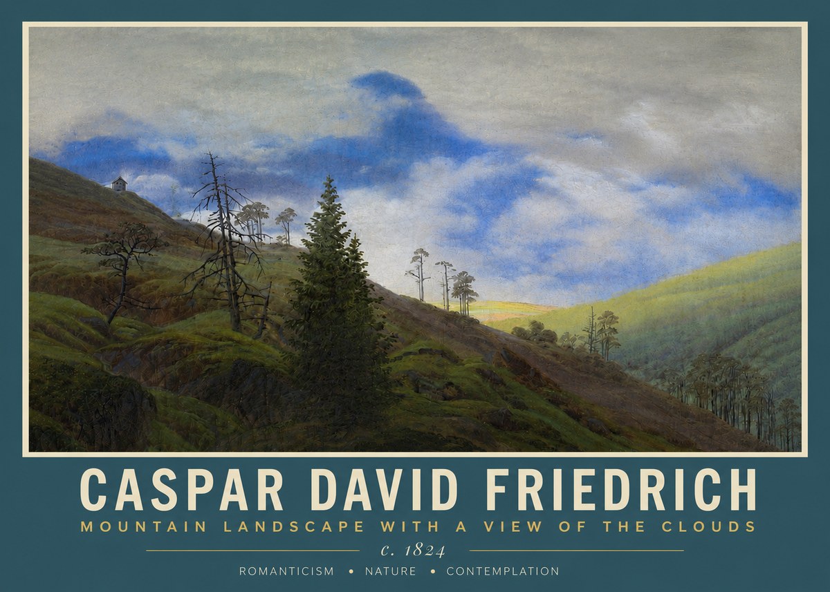 Caspar David Friedrich Mountain Landscape with a View of the Clouds No3 - Poster