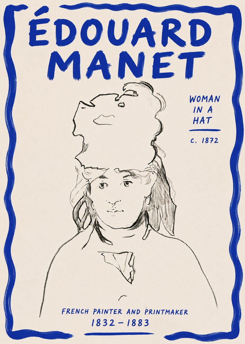 Édouard Manet Woman in a Hat No6 - Poster