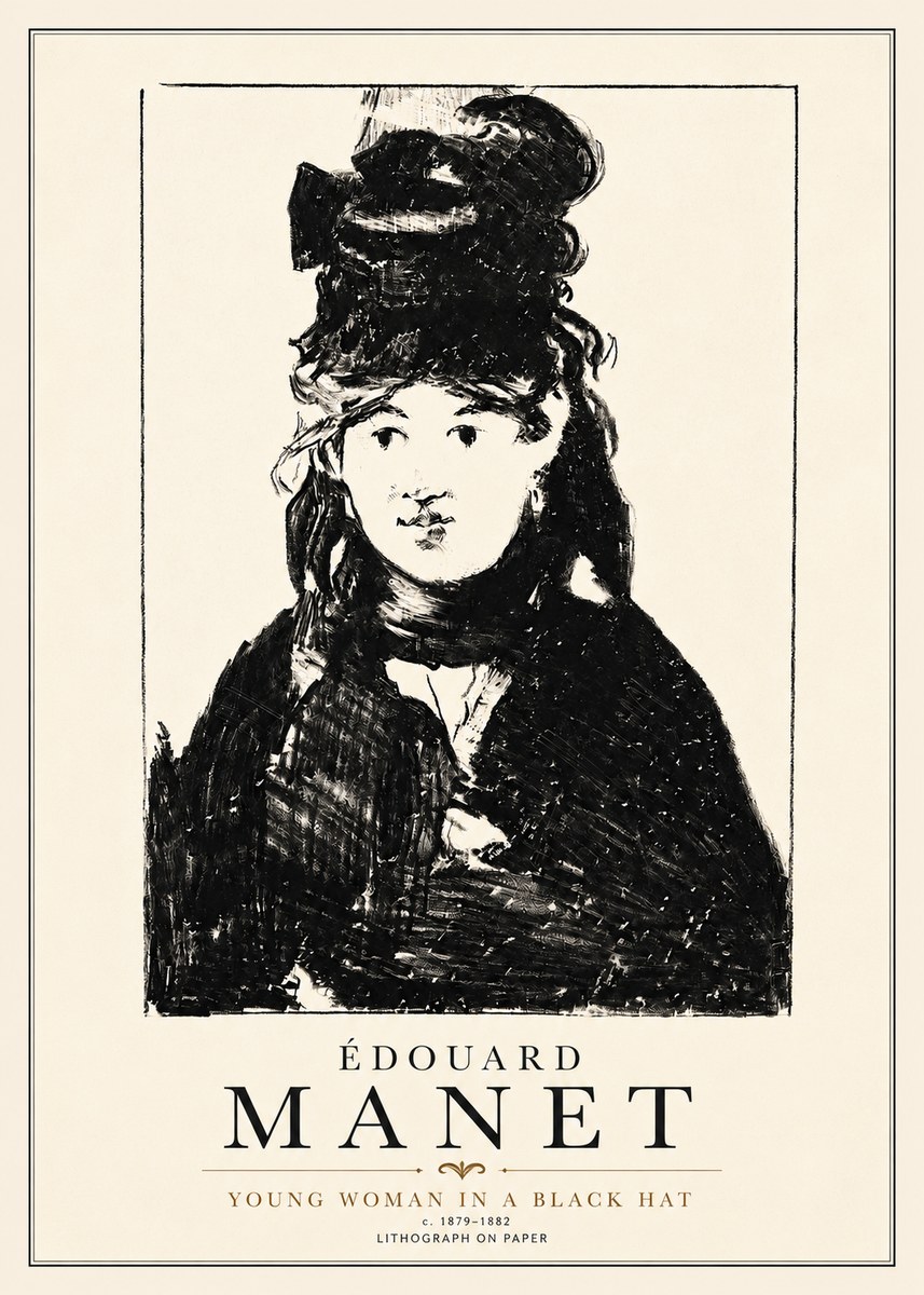 Édouard Manet Young Woman in a Black Hat II No4 - Poster