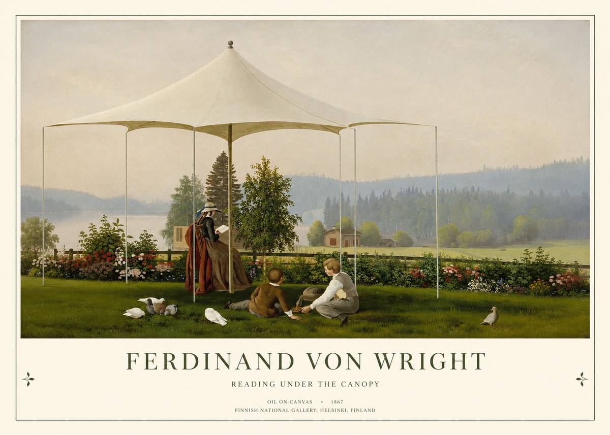 Ferdinand von Wright Reading Under the Canopy No1 - Poster