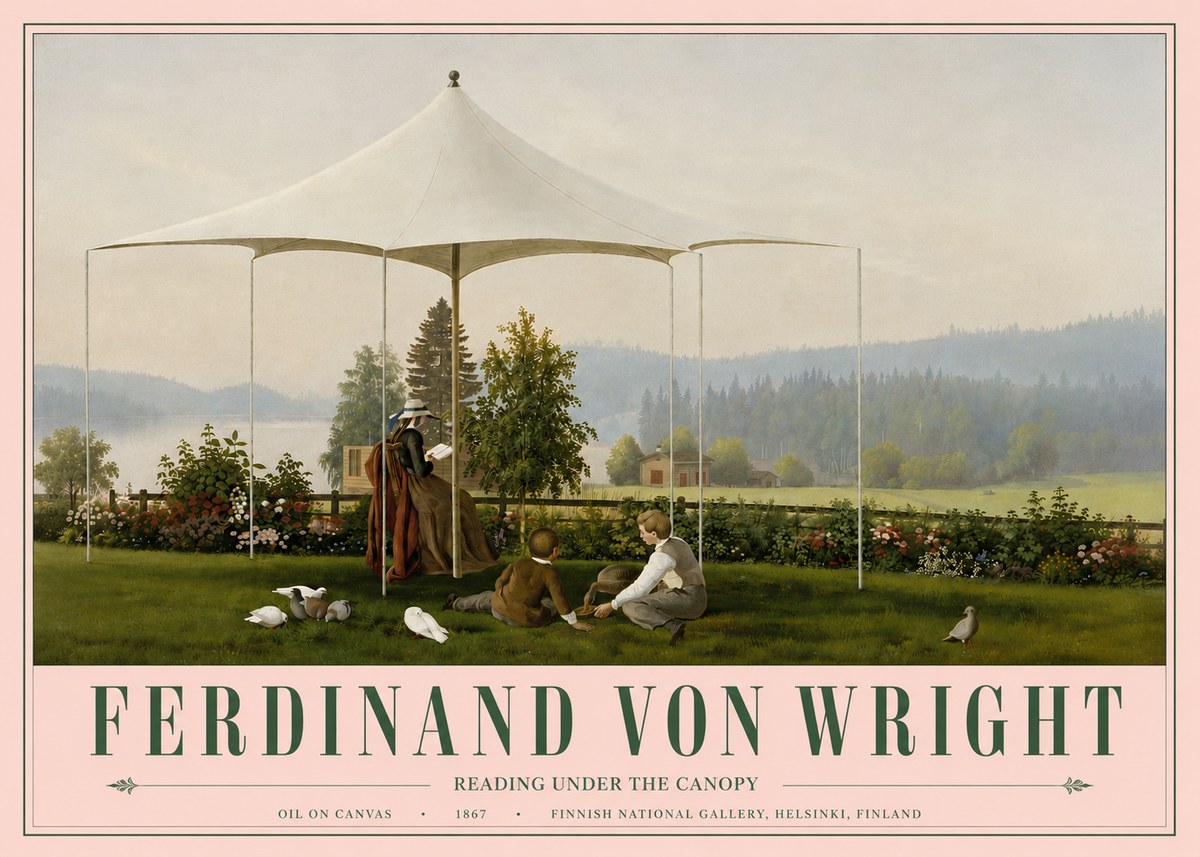 Ferdinand von Wright Reading Under the Canopy No6 - Poster