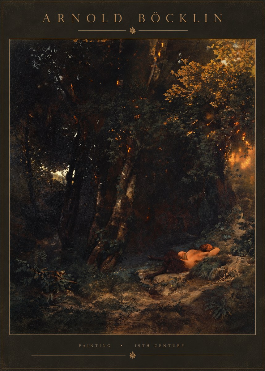 Arnold Böcklin A Faun Asleep No5 - Poster
