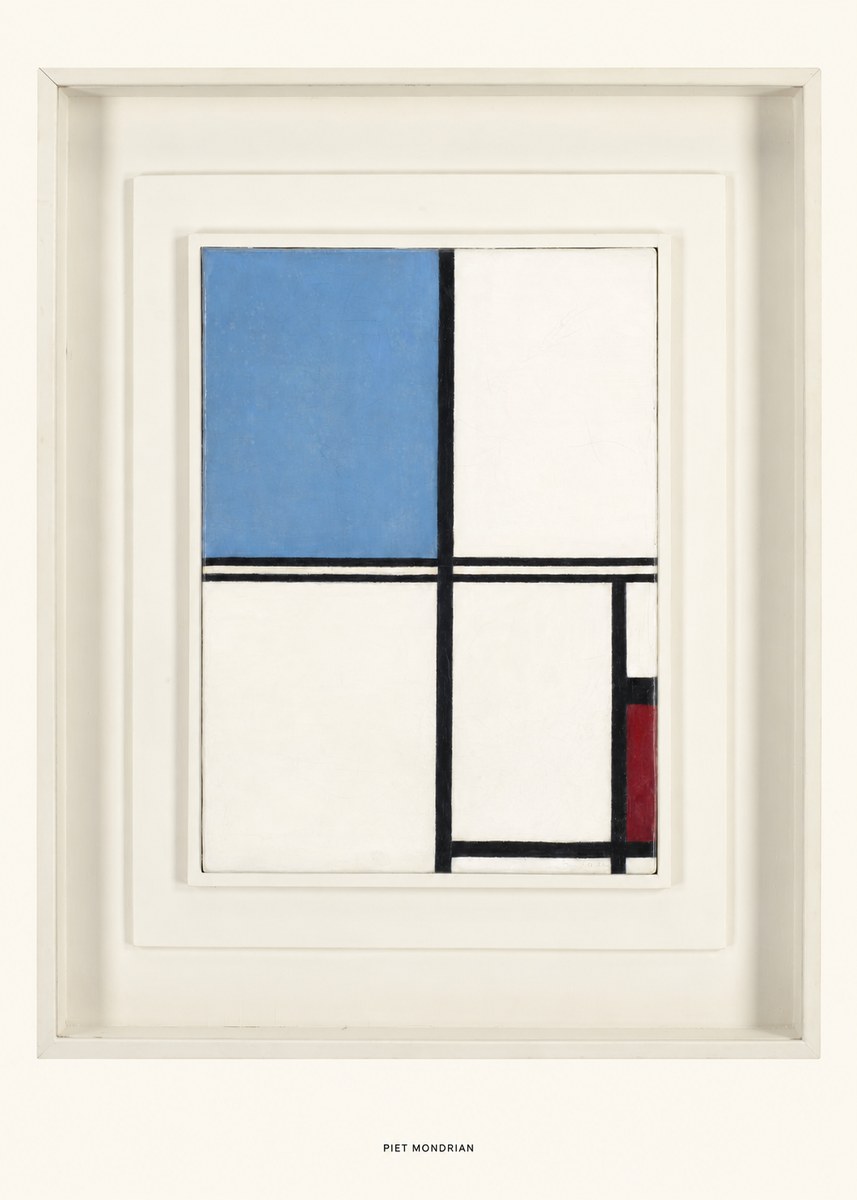 Piet Mondrian Composition with Blue and Red No5 - Poster