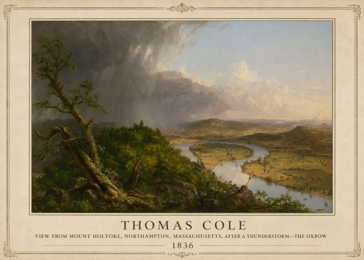Thomas Cole View from Mount Holyoke, Northampton, Massachusetts, After a Thunderstorm—the Oxbow II No4 - Poster