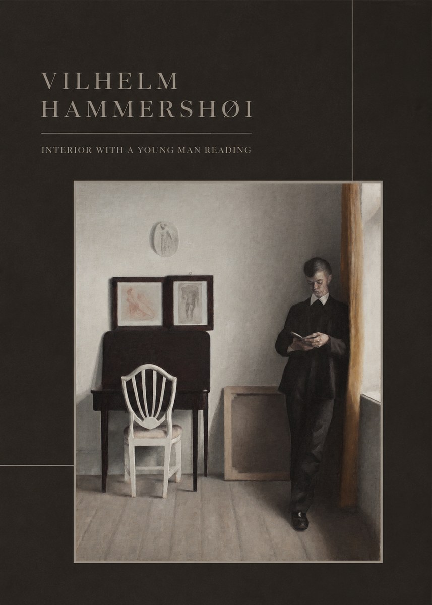 Vilhelm Hammershøi Interior with a Young Man Reading No3 - Poster