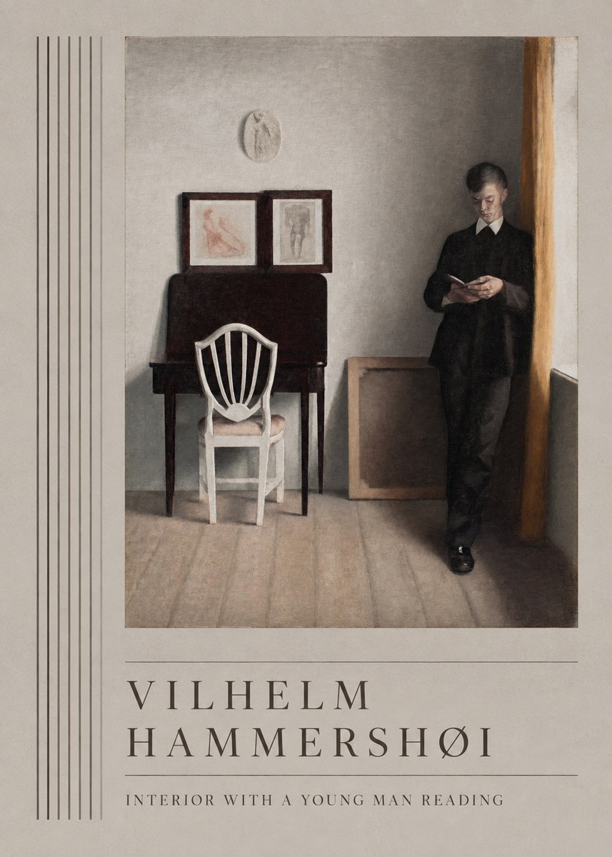 Vilhelm Hammershøi Interior with a Young Man Reading No5 - Poster