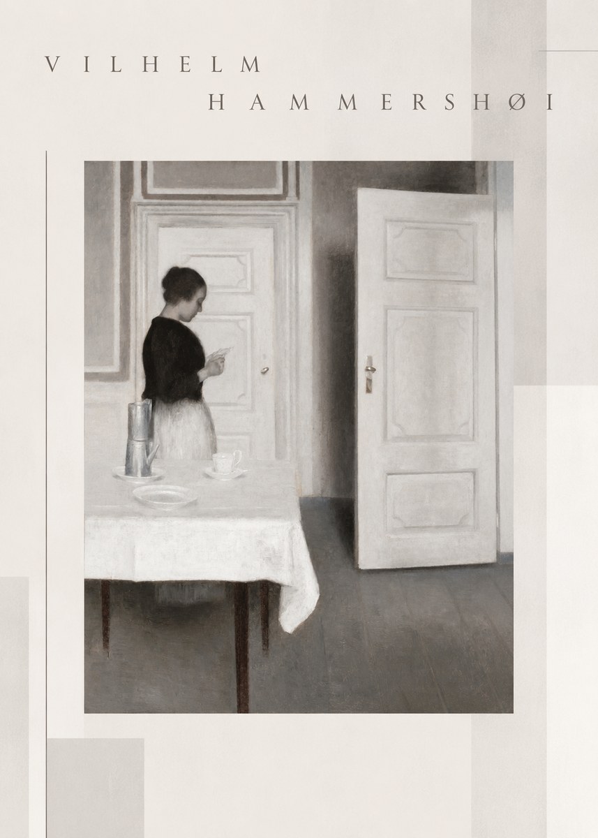 Vilhelm Hammershøi Interior with a Woman Reading a Letter No6 - Poster