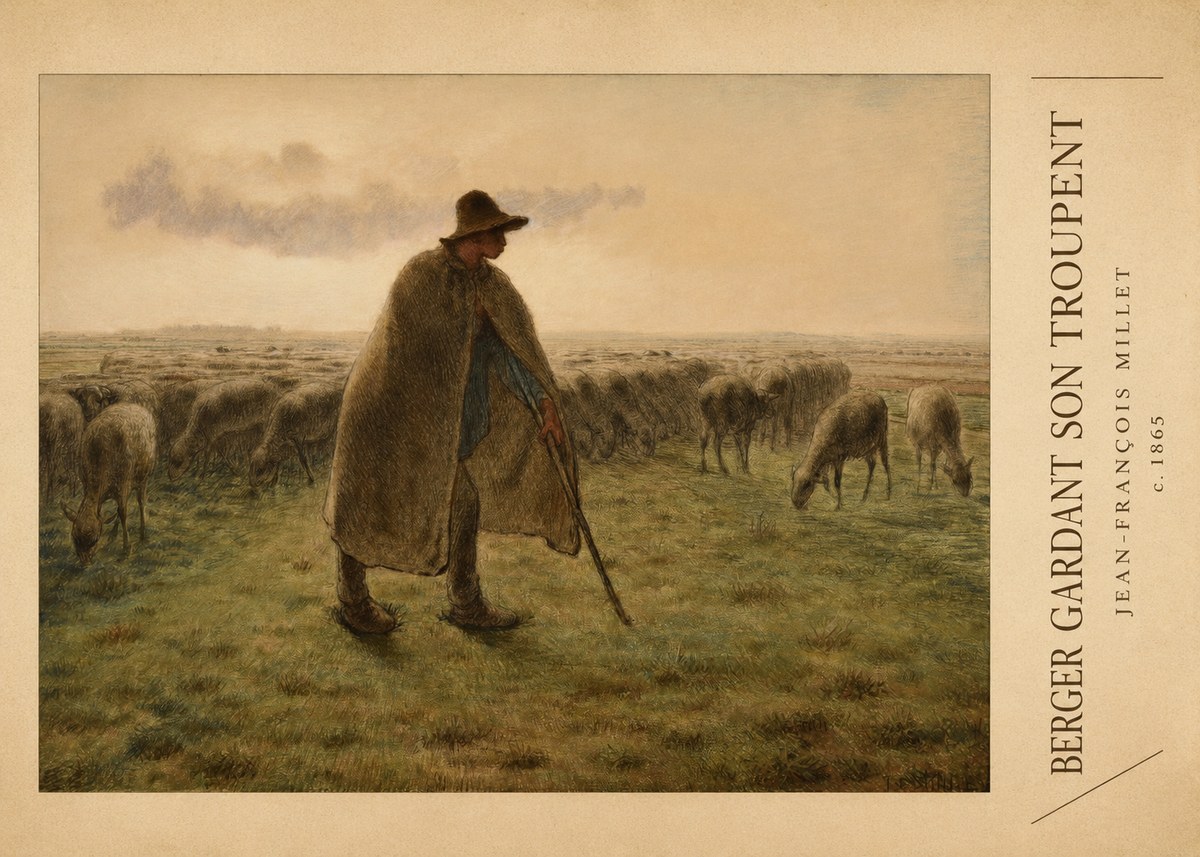 Jean-François Millet Berger Gardant Son Troupeau No3 - Poster