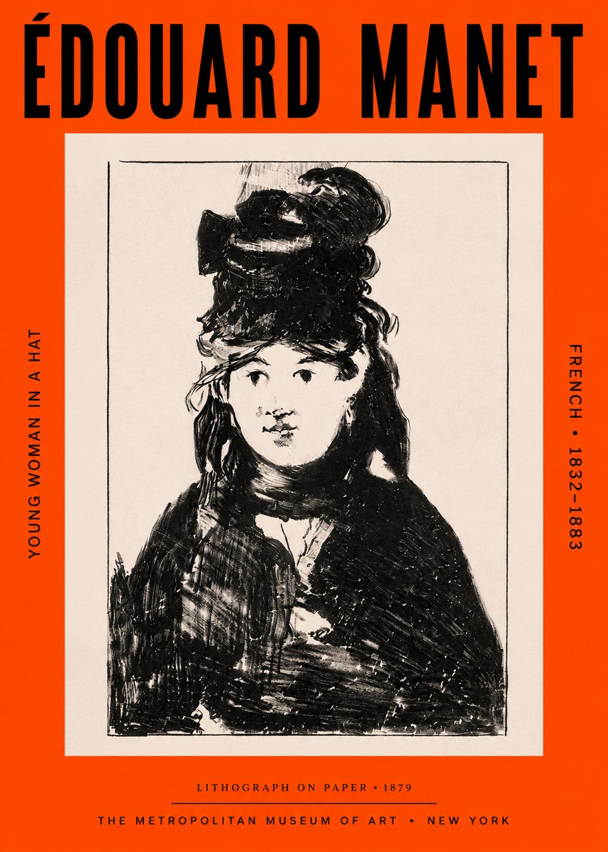 Édouard Manet Young Woman in a Hat II No3 - Poster