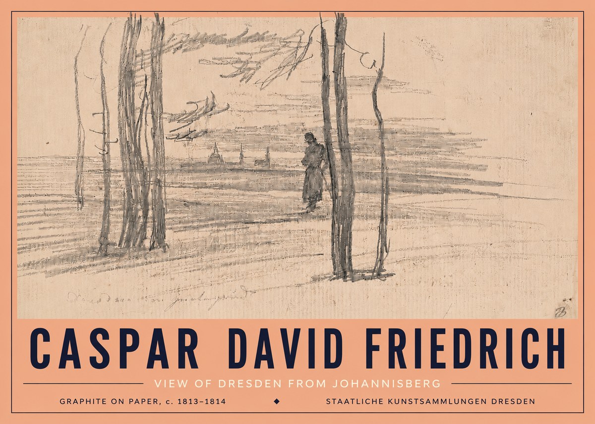 Caspar David Friedrich View of Dresden from Johannisberg No5 - Poster