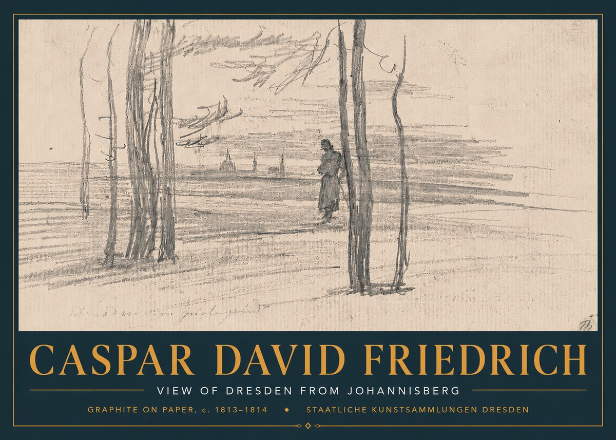 Caspar David Friedrich View of Dresden from Johannisberg No6 - Poster