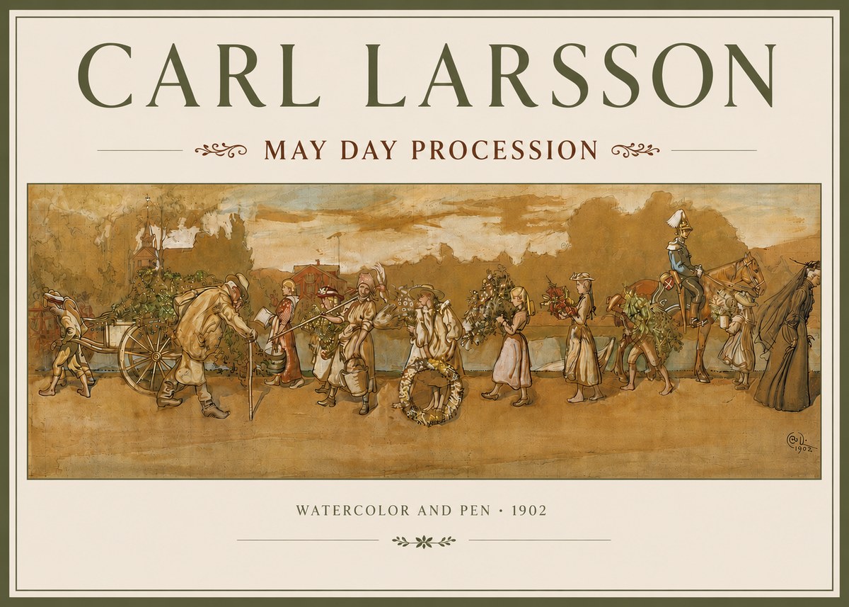 Carl Larsson May Day Procession No3 - Poster