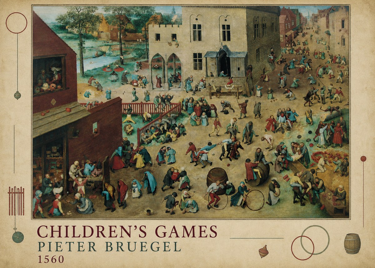 Pieter Bruegel Children's Games III No4 - Poster