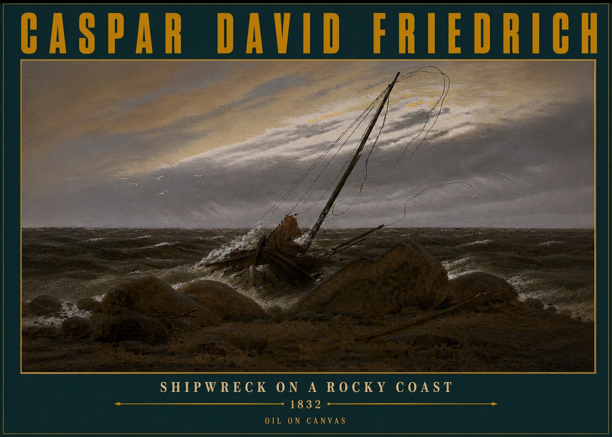 Caspar David Friedrich Shipwreck on a Rocky Coast No6 - Poster