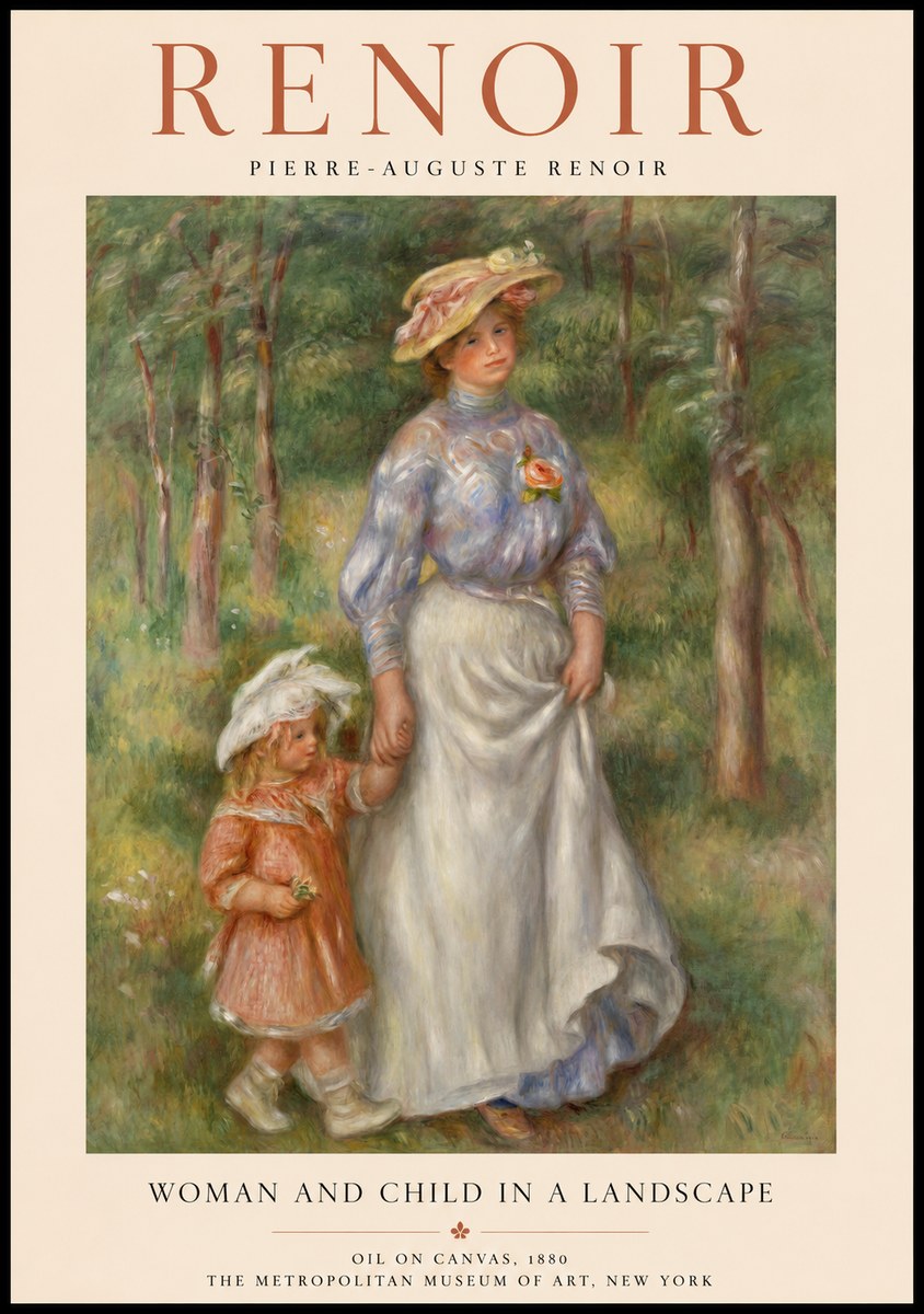 Renoir Woman and Child in a Landscape No1 - Poster
