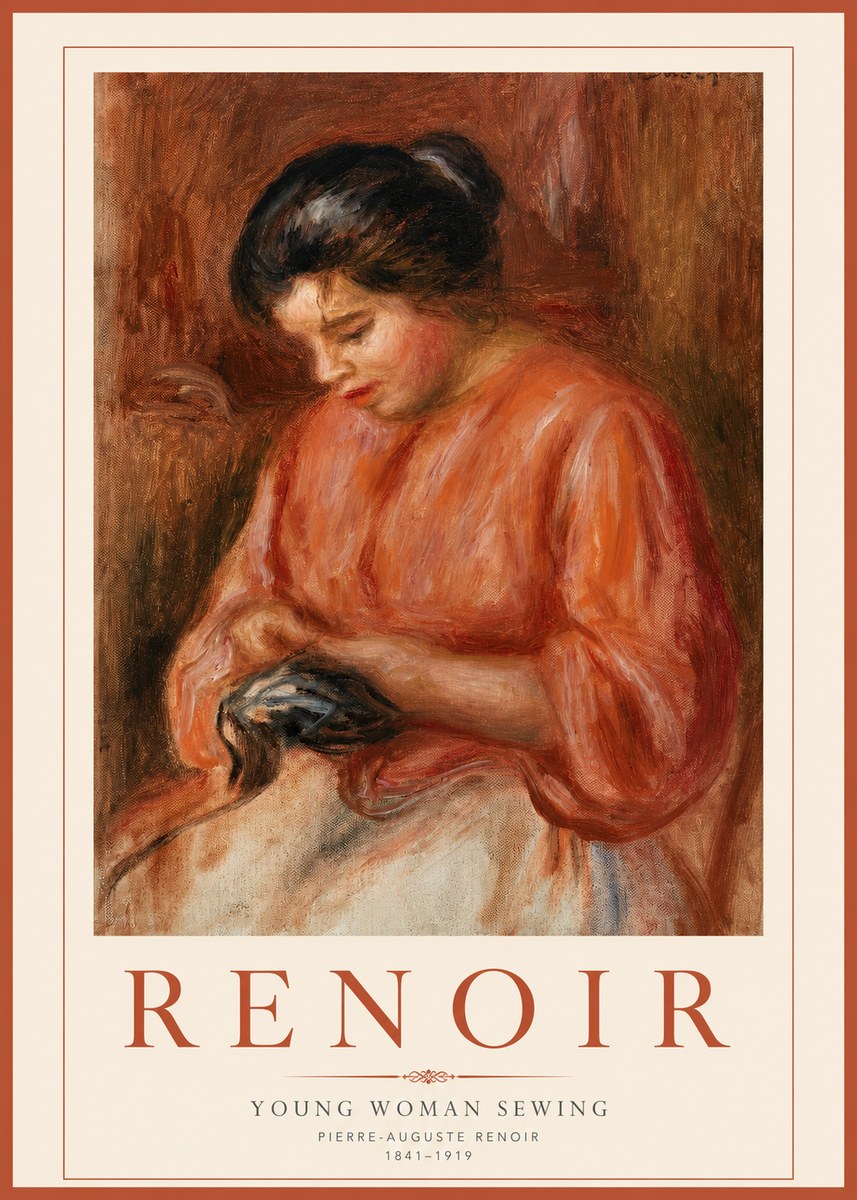 Renoir Young Woman Sewing No2 - Poster
