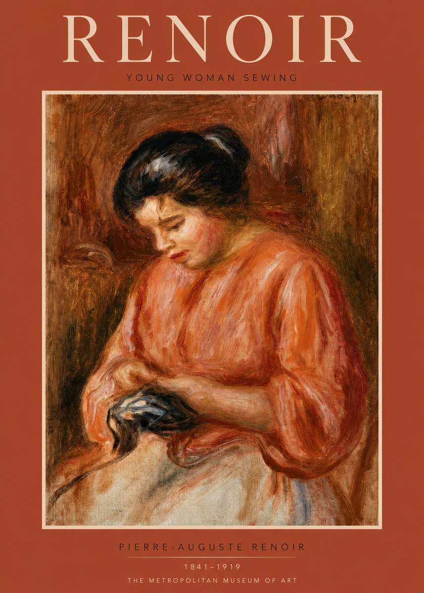 Renoir Young Woman Sewing I No3 - Poster