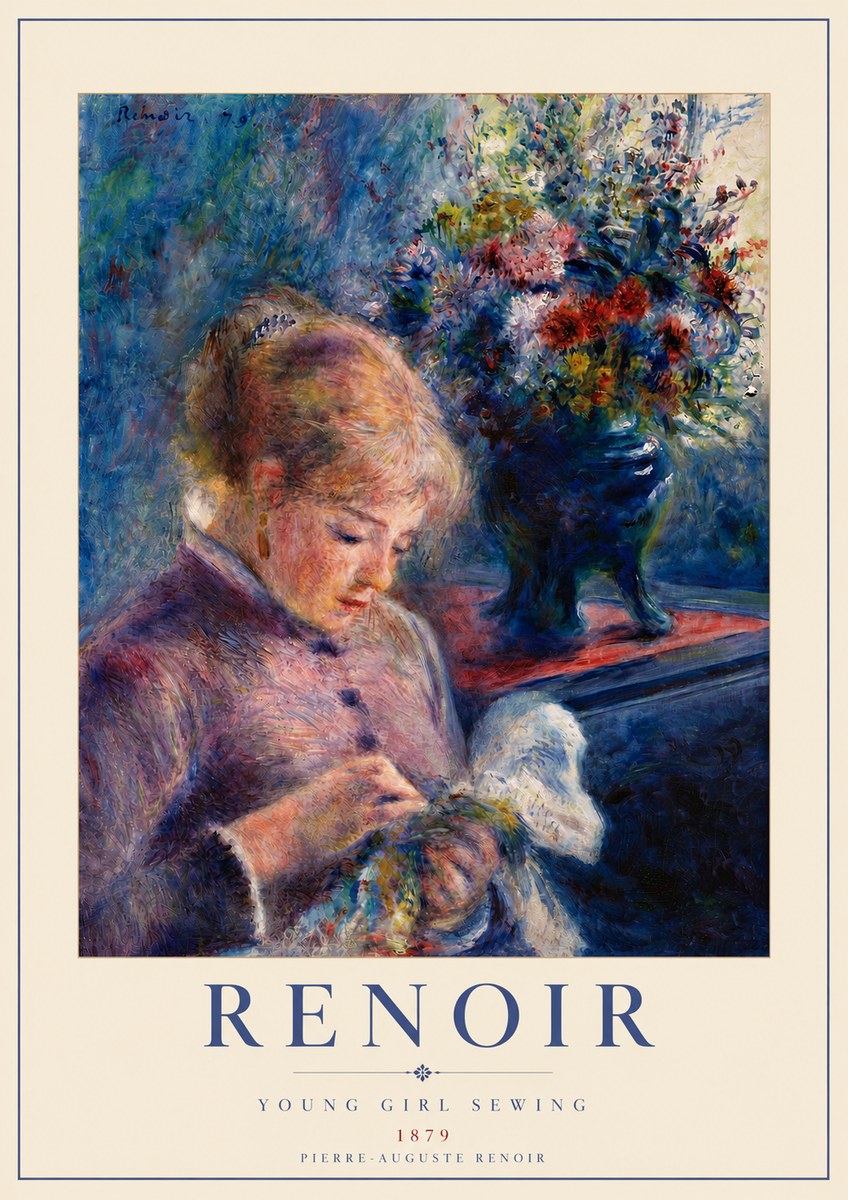 Renoir Young Girl Sewing No5 - Poster