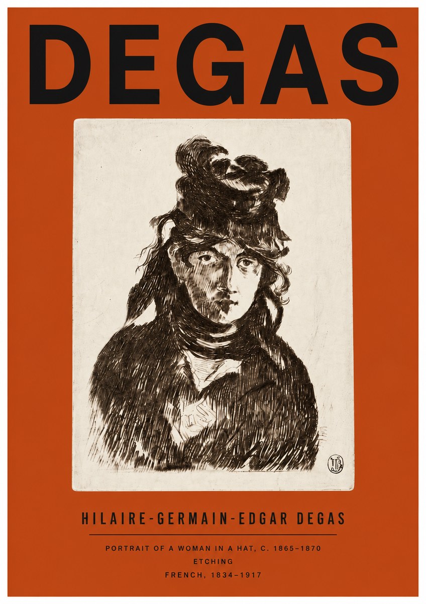 Edgar Degas Portrait of a Woman in a Hat No4 - Poster
