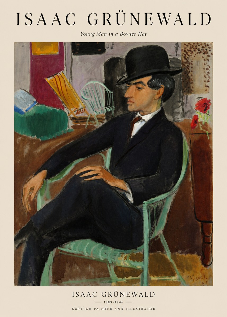 Isaac Grünewald Young Man in a Bowler Hat No1 - Poster