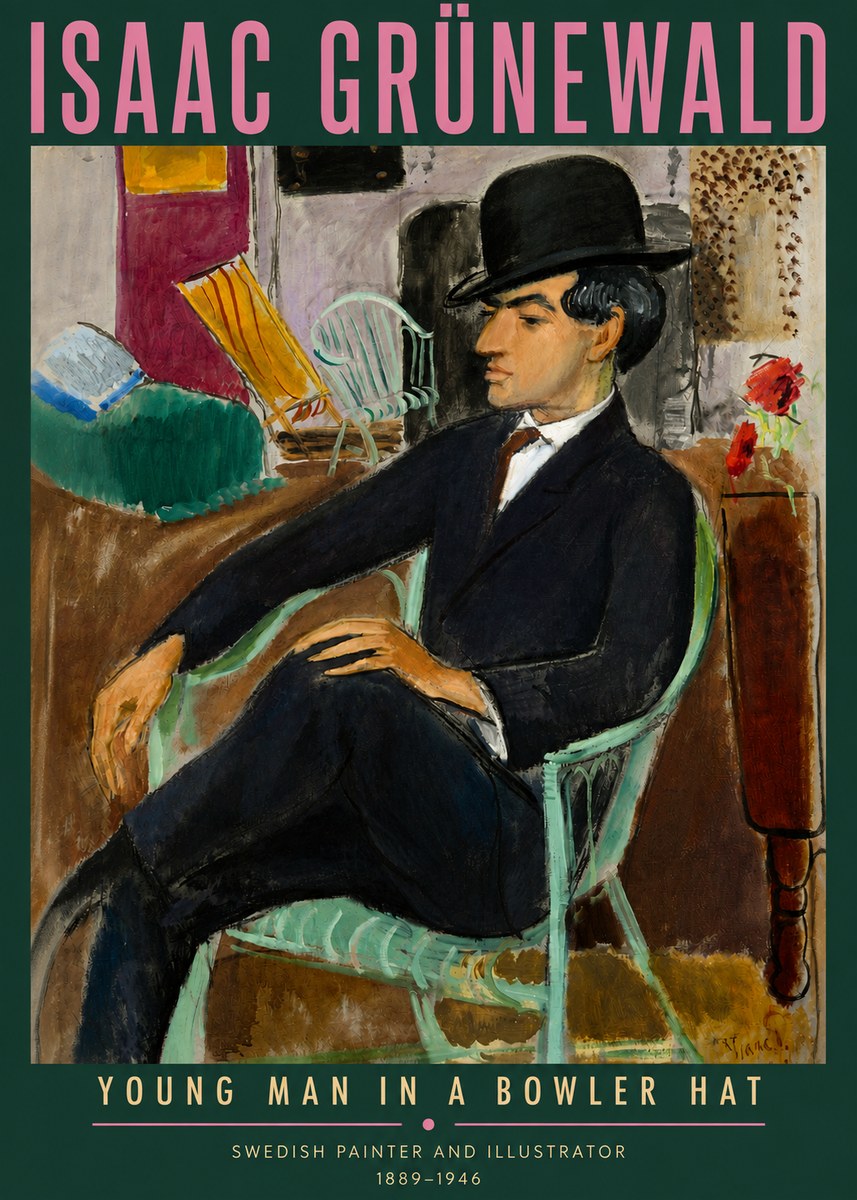 Isaac Grünewald Young Man in a Bowler Hat No3 - Poster