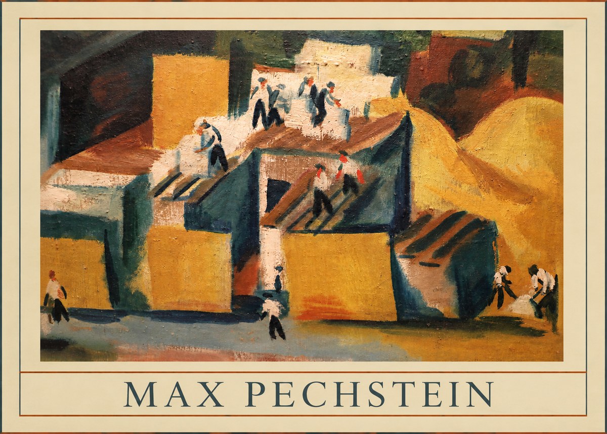 Max Pechstein Workers on Rooftops No5 - Poster
