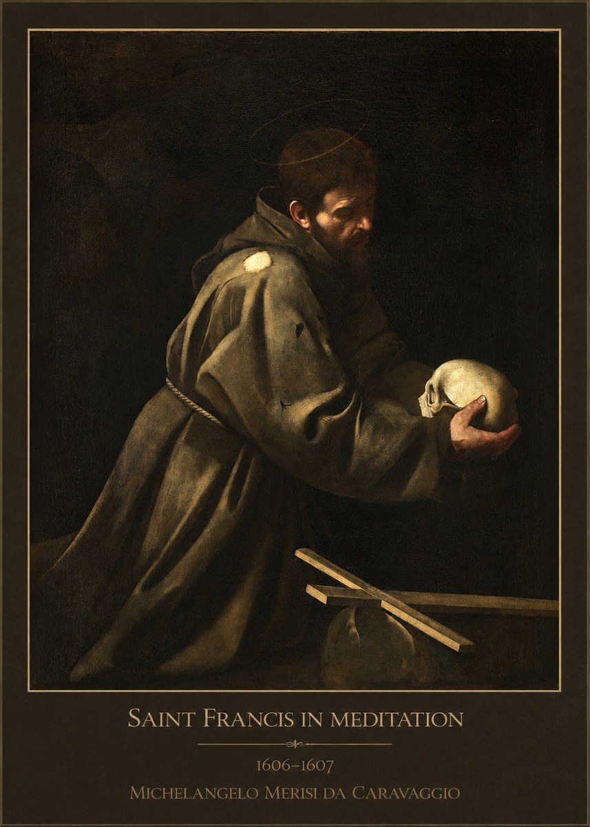 Michelangelo Merisi da Caravaggio Saint Francis in Meditation I No1 - Poster