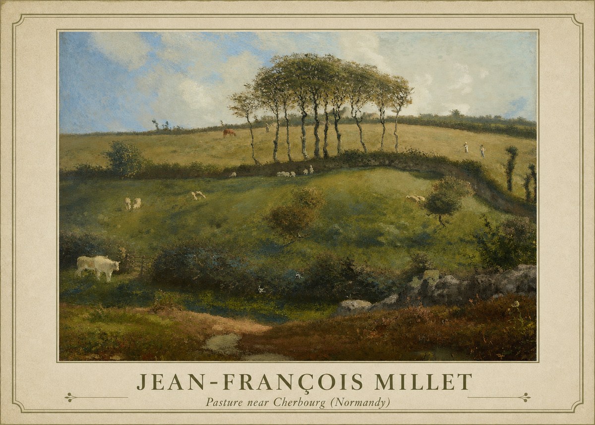 Jean-François Millet Pasture Near Cherbourg (Normandy) No1 - Poster