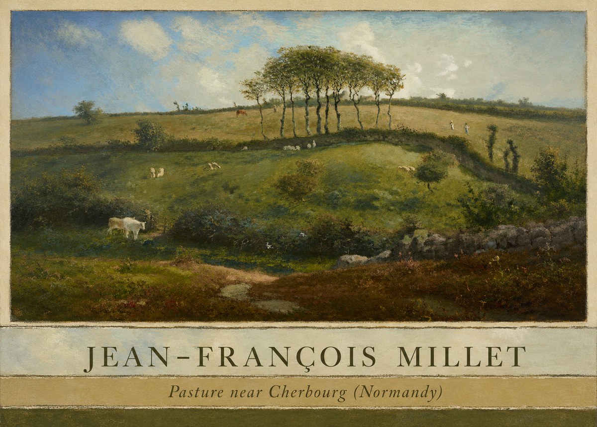 Jean-François Millet Pasture Near Cherbourg (Normandy) No3 - Poster
