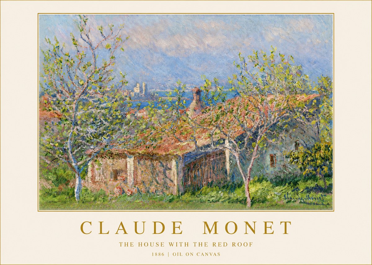 Monet The House with the Red Roof No2 - Poster
