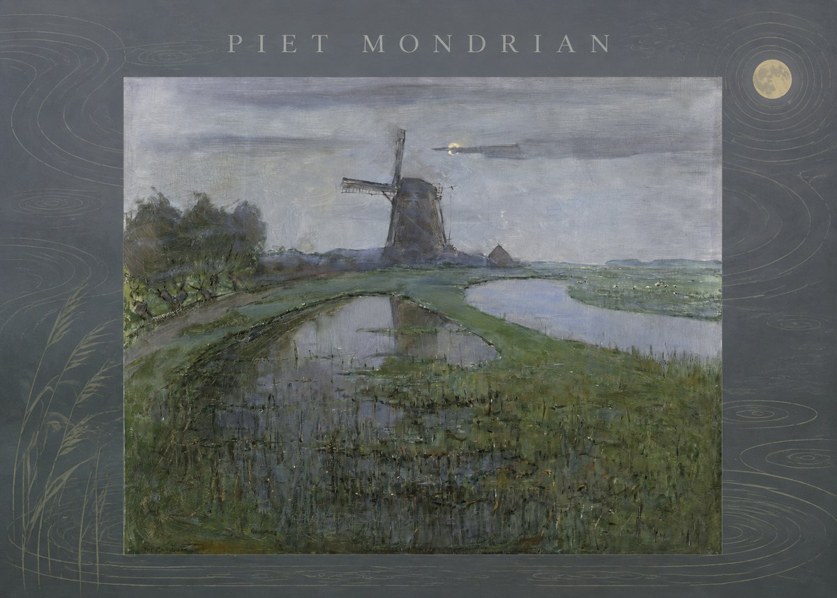 Piet Mondrian Windmill by the Water II No5 - Poster