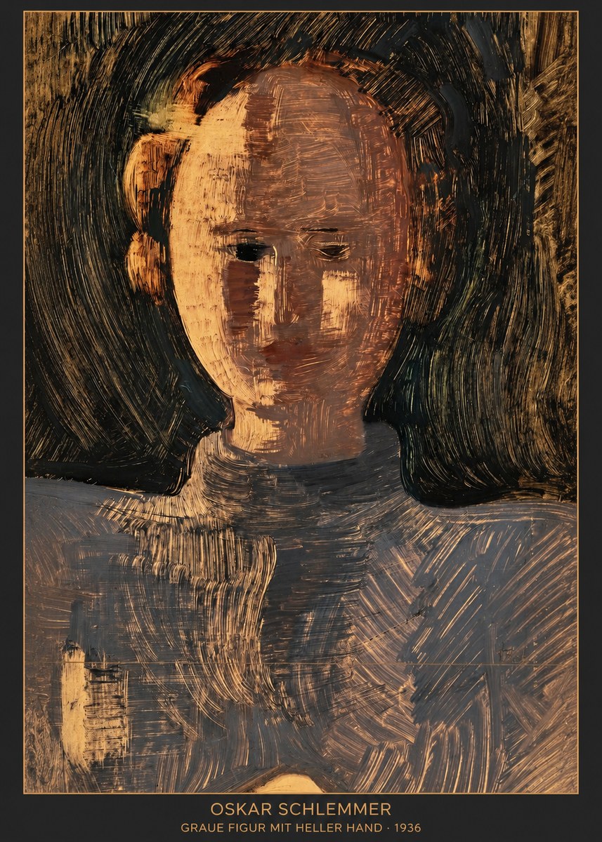 Oskar Schlemmer Graue Figur Mit Heller Hand No6 - Poster