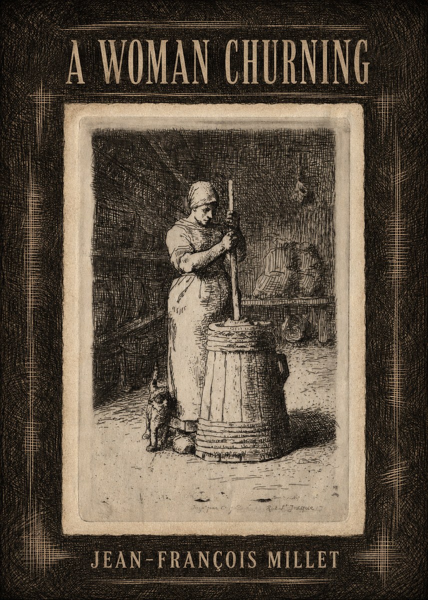 Jean-François Millet A Woman Churning No4 - Poster