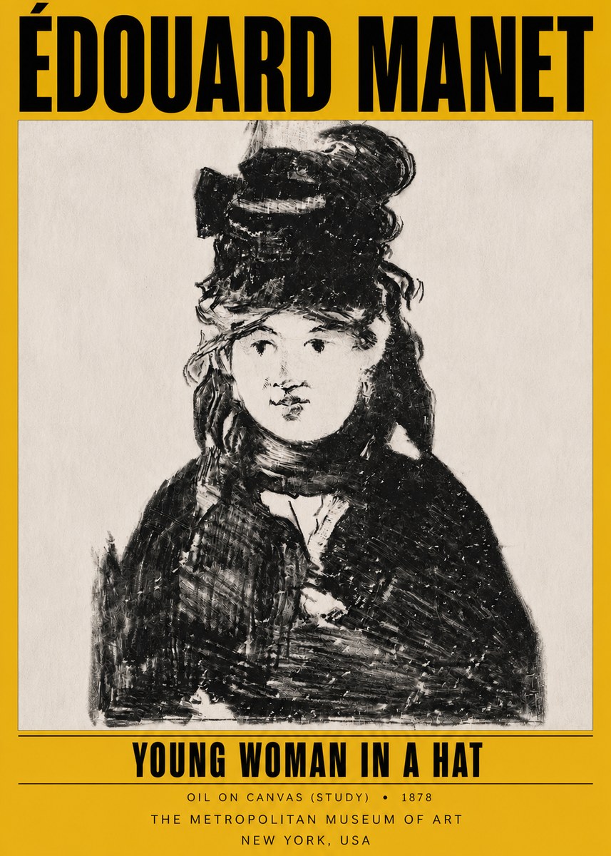 Édouard Manet Young Woman in a Hat IV No4 - Poster