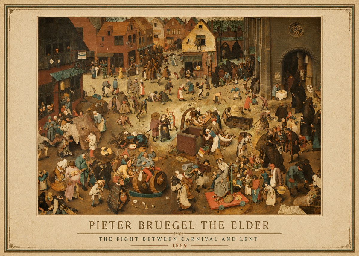 Pieter Bruegel The Fight Between Carnival and Lent III No1 - Poster