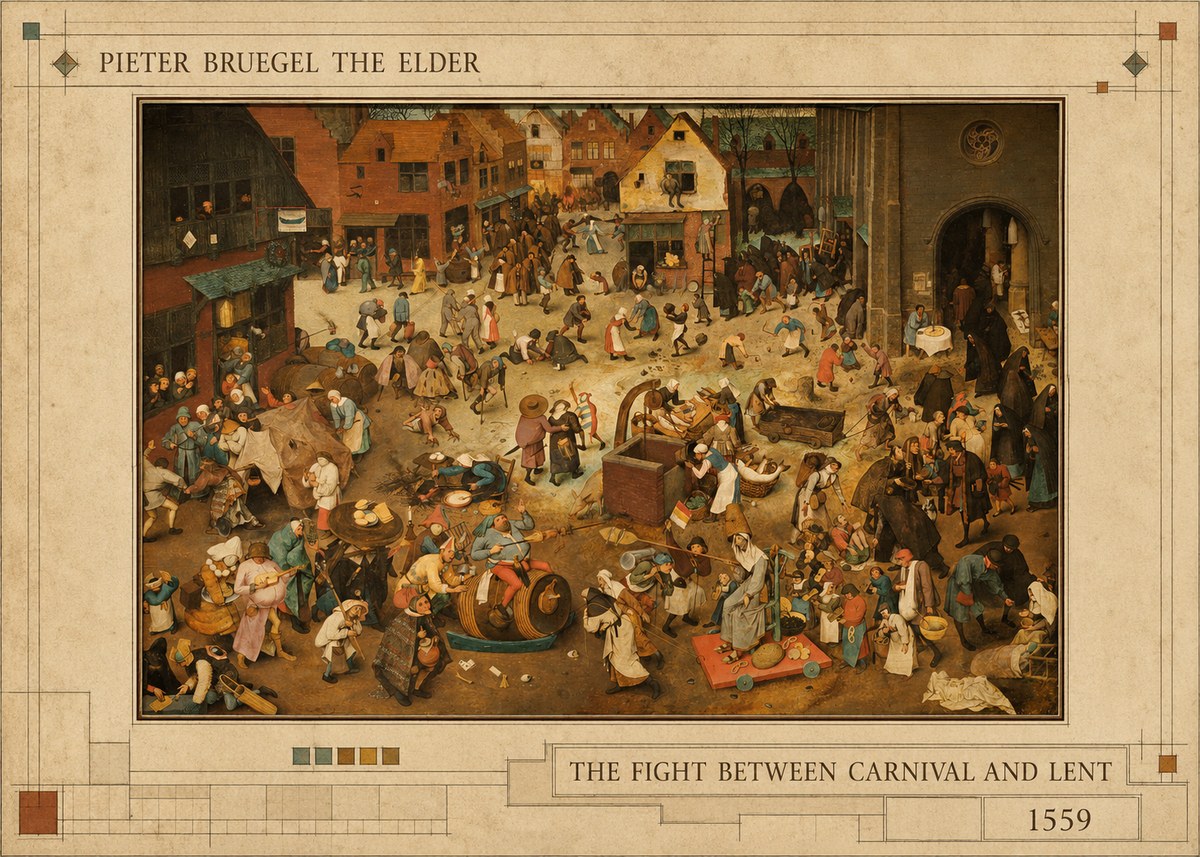 Pieter Bruegel The Fight Between Carnival and Lent III No4 - Poster