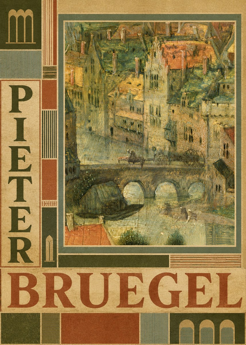 Pieter Bruegel Cityscape with Bridge No3 - Poster