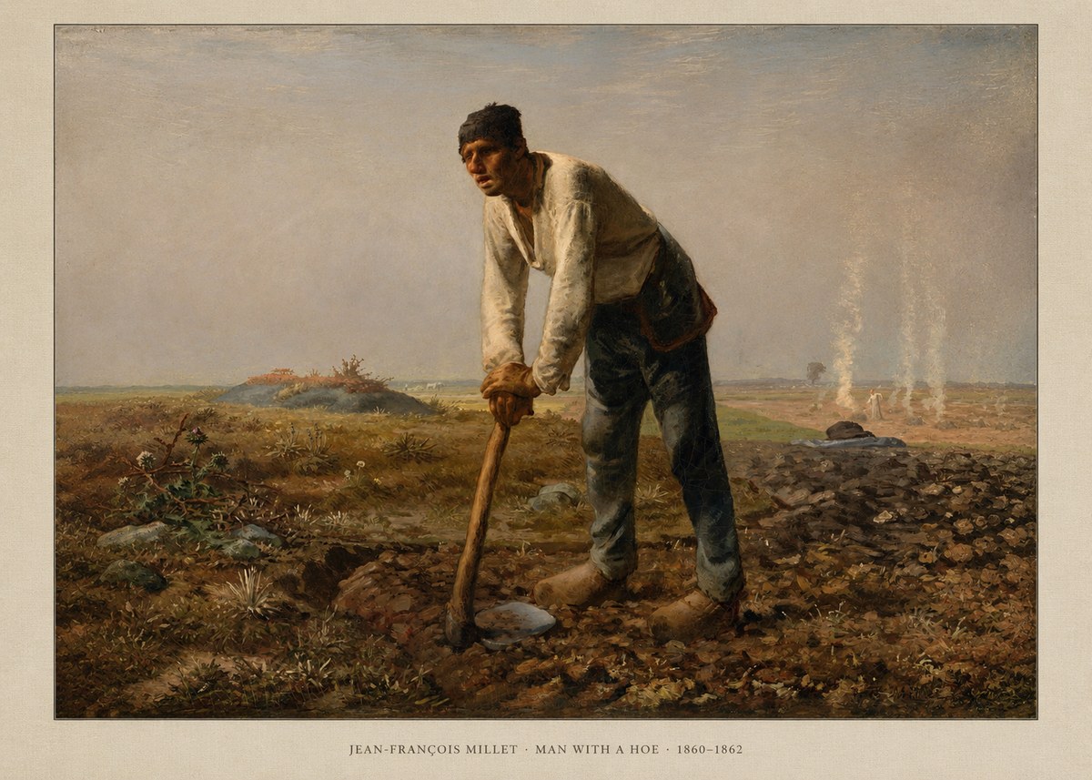 Jean-François Millet Man with a Hoe No6 - Poster