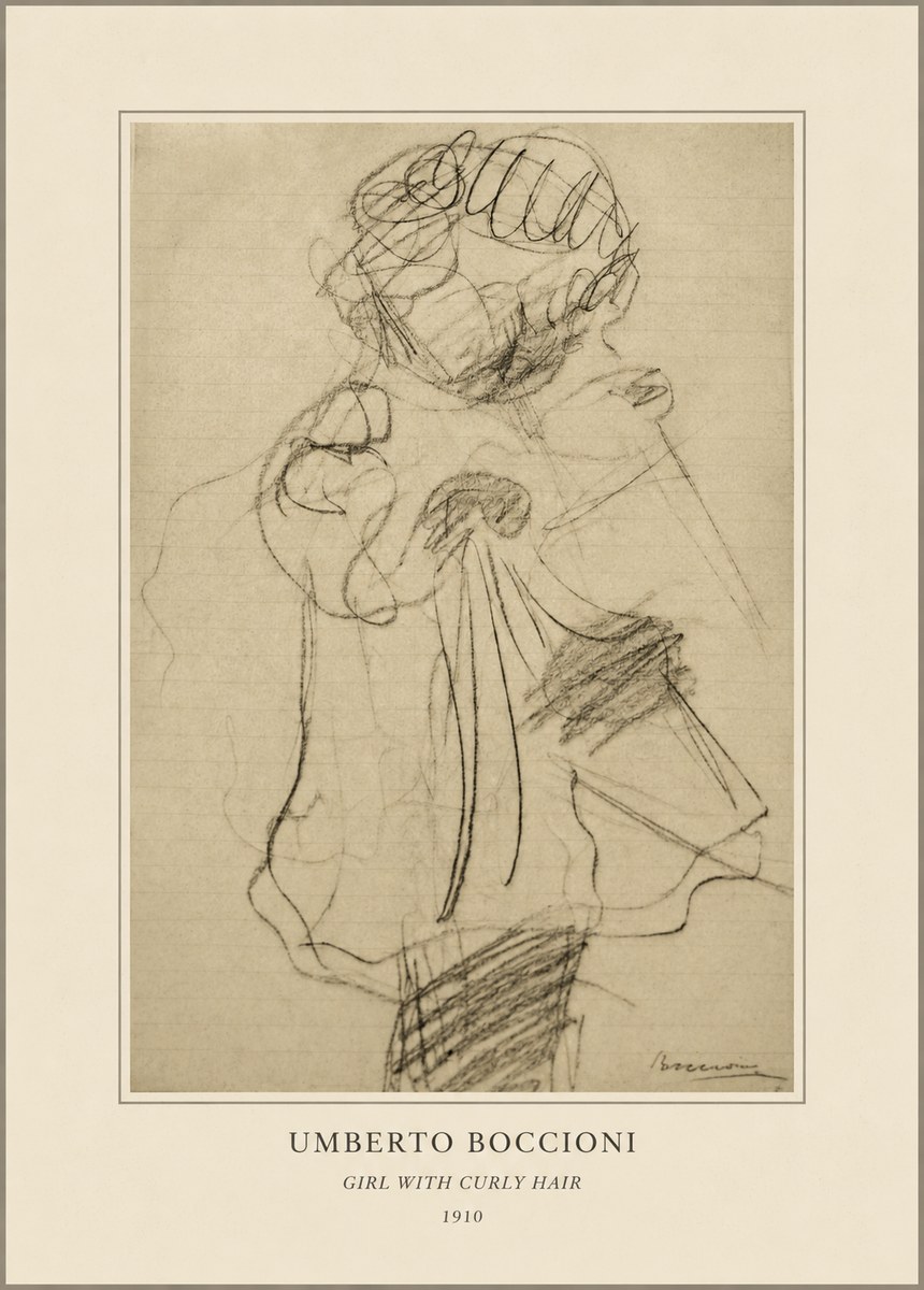 Umberto Boccioni Girl with Curly Hair No4 - Poster