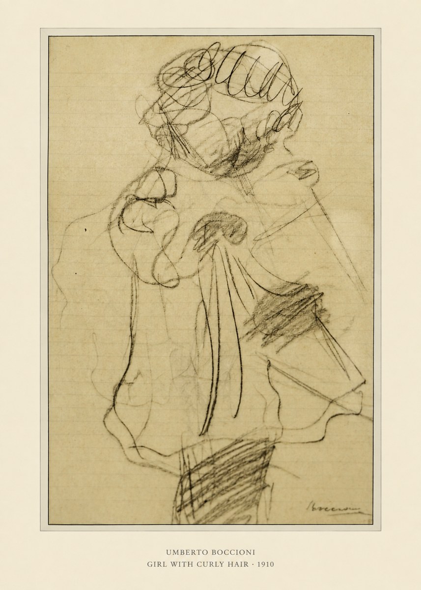 Umberto Boccioni Girl with Curly Hair No6 - Poster
