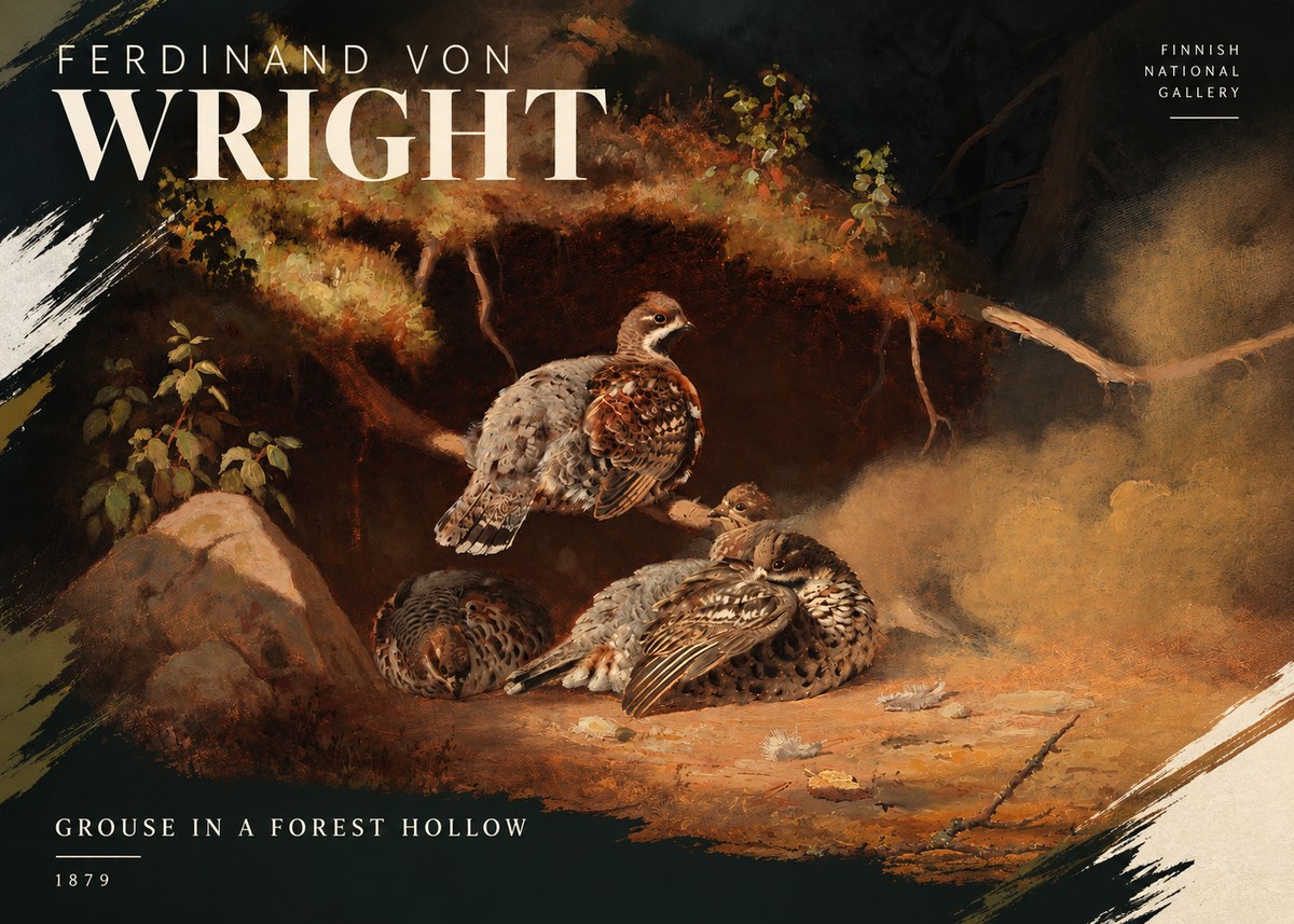 Ferdinand von Wright Grouse in a Forest Hollow No4 - Poster