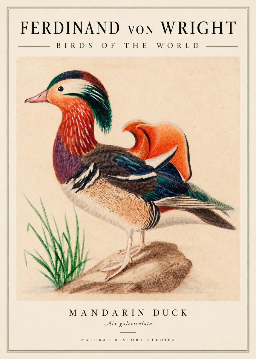 Ferdinand von Wright Mandarin Duck No3 - Poster