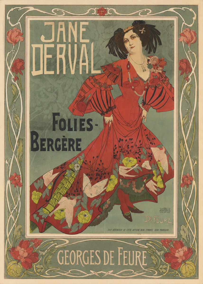 Georges de Feure Jane Derval - Folies-bergère II No1 - Poster