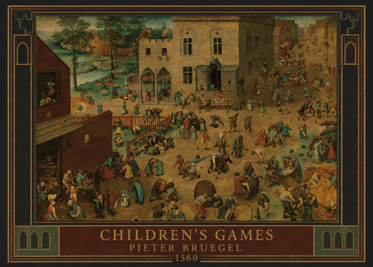 Pieter Bruegel Children's Games IV No1 - Poster