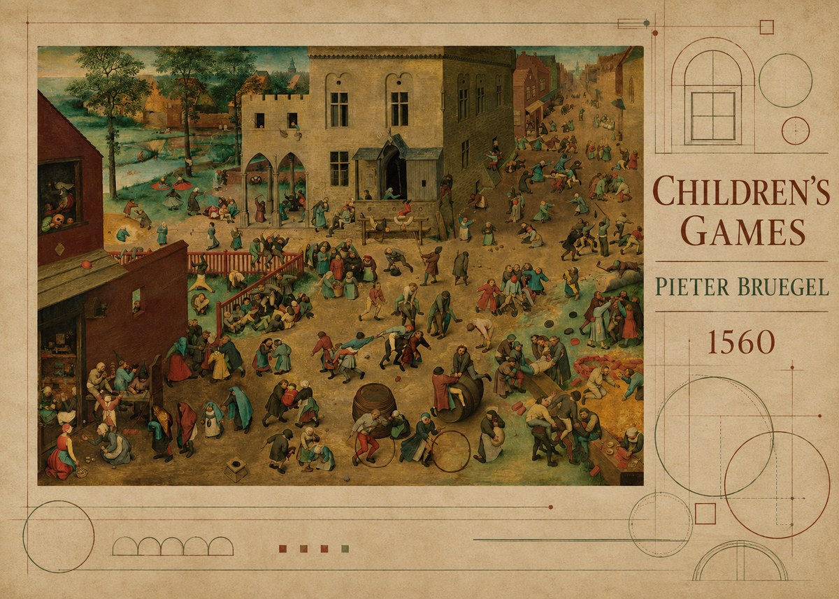 Pieter Bruegel Children's Games IV No5 - Poster