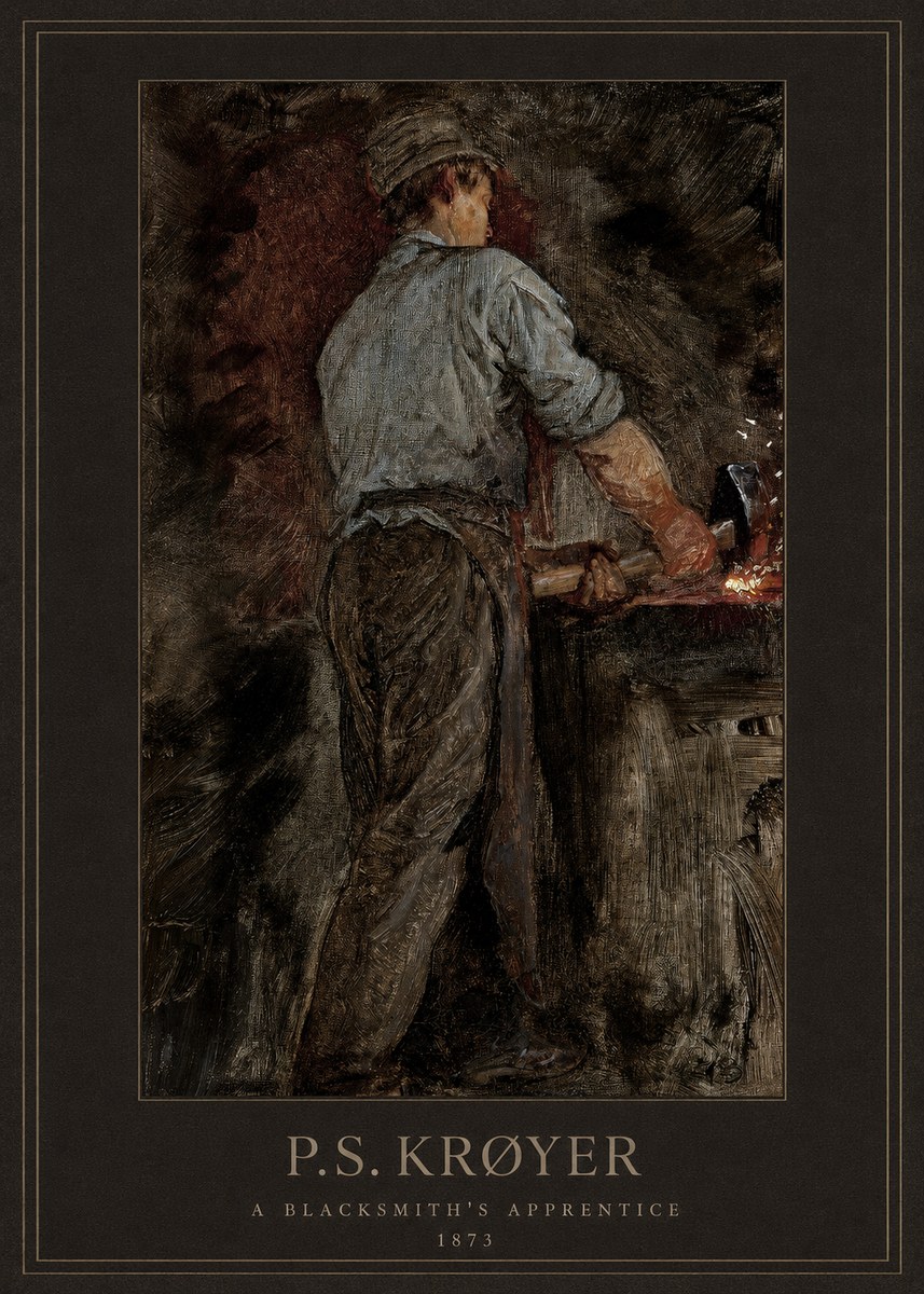 P.S. Krøyer A Blacksmith's Apprentice No3 - Poster
