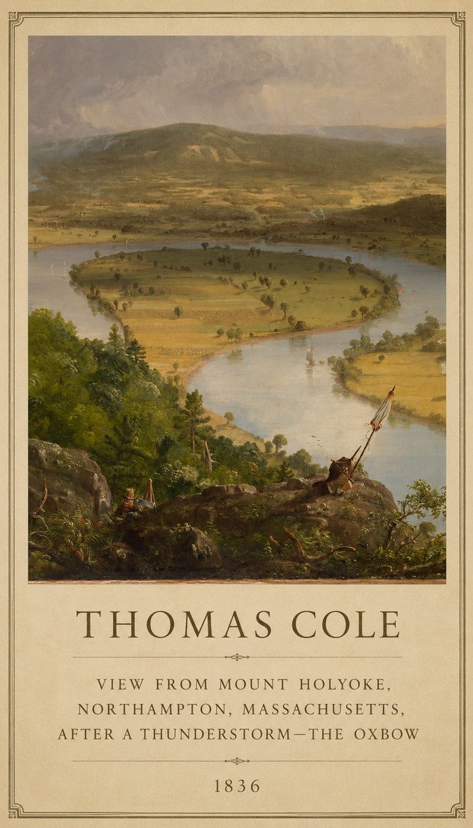 Thomas Cole View from Mount Holyoke, Northampton, Massachusetts, After a Thunderstorm—the Oxbow III No6 - Poster