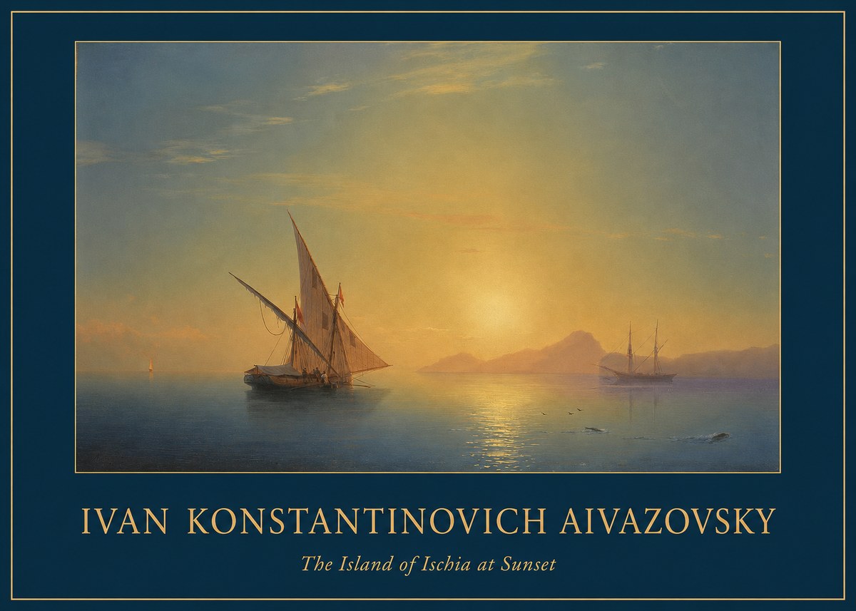 Ivan Konstantinovich Aivazovsky The Island of Ischia at Sunset No1 - Poster