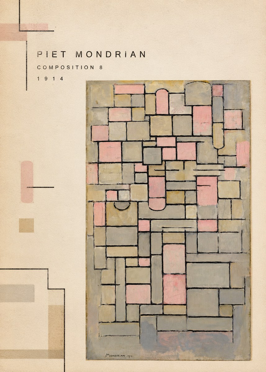 Piet Mondrian Composition 8 No2 - Poster
