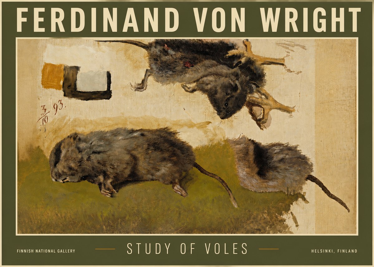 Ferdinand von Wright Studies of Lemmings No6 - Poster